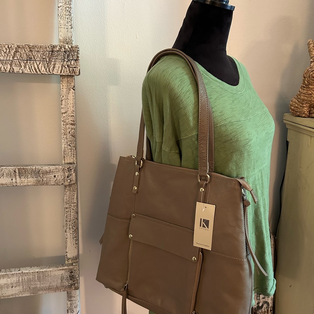 NWTs Kooba Everett Large Leather Tote Taupe
